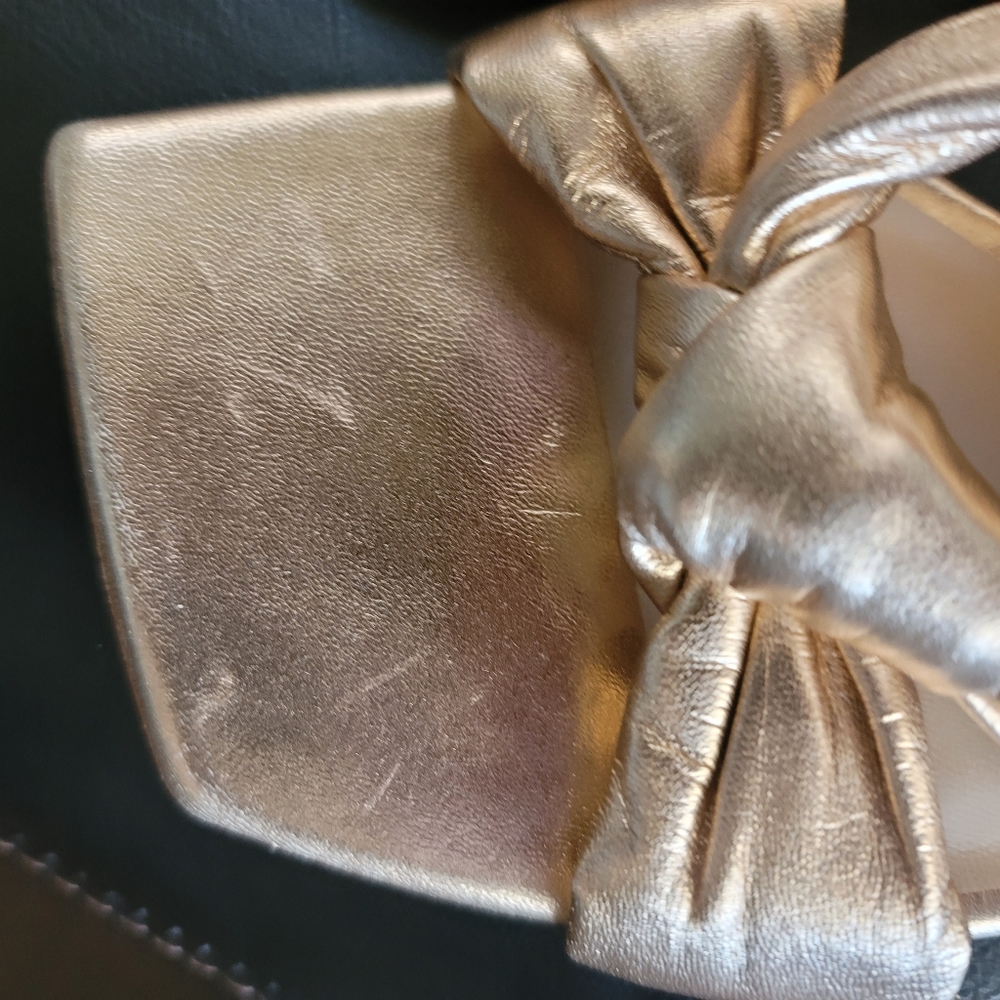 Stuart Weitzman Stylish Gold Heeled Sandals - Picture 8 of 10